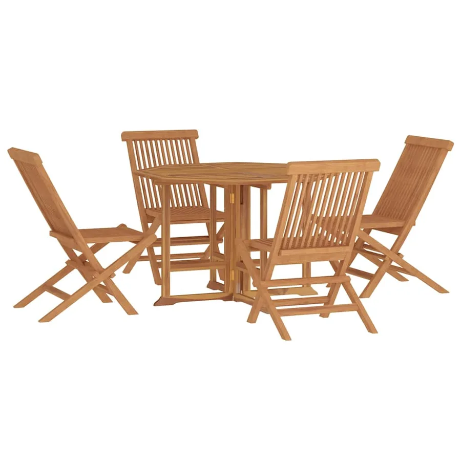 Ensemble à dîner d'extérieur pliable 5 pcs Bois solide de teck - 3