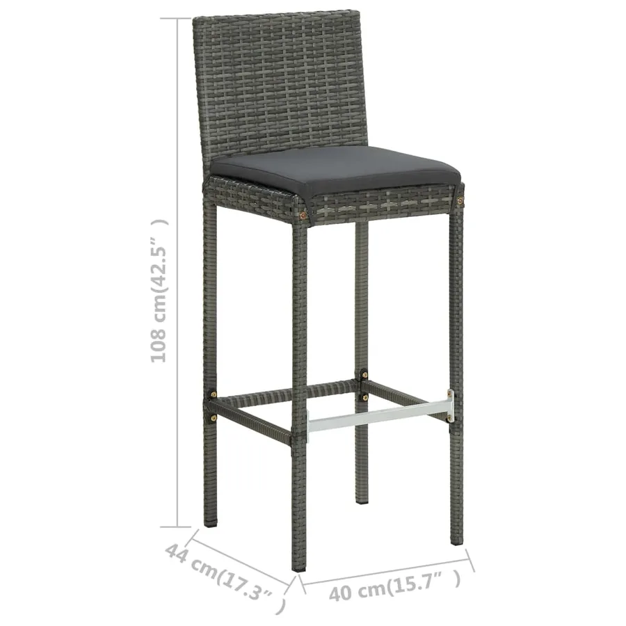 Ensemble de bar de jardin avec coussins 5 pcs Gris - 12