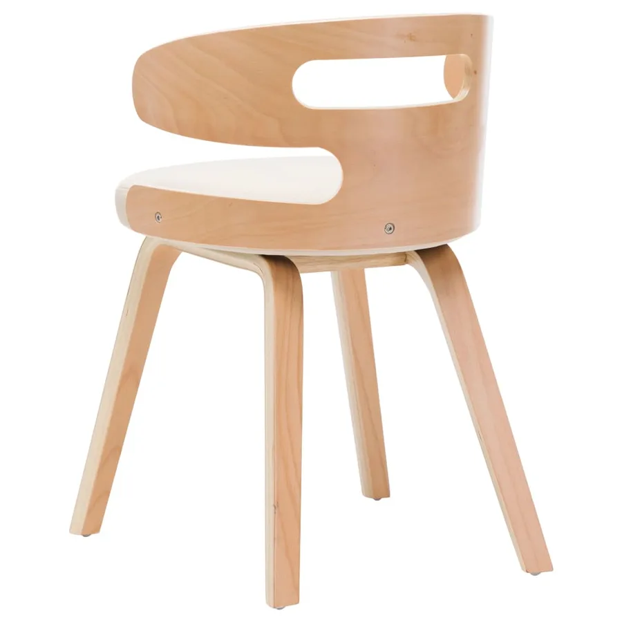 Chaises à manger lot de 2 crème bois courbé et similicuir - 5