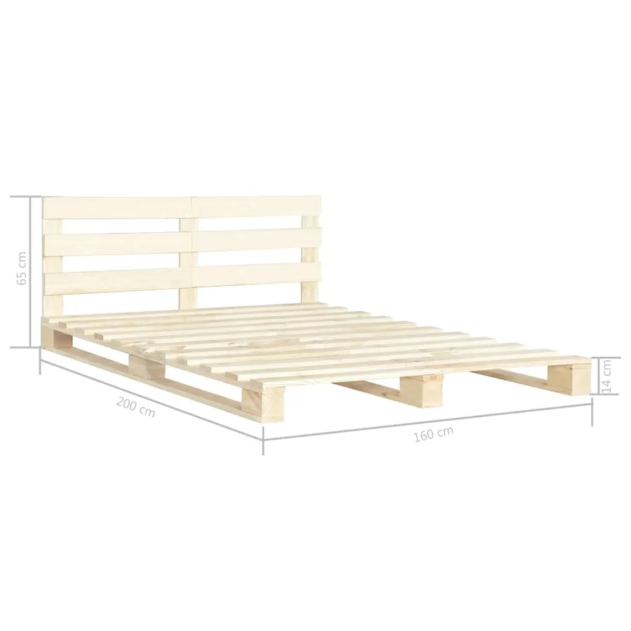 Cadre de lit de palette sans matelas 160x200 cm bois massif pin - 7