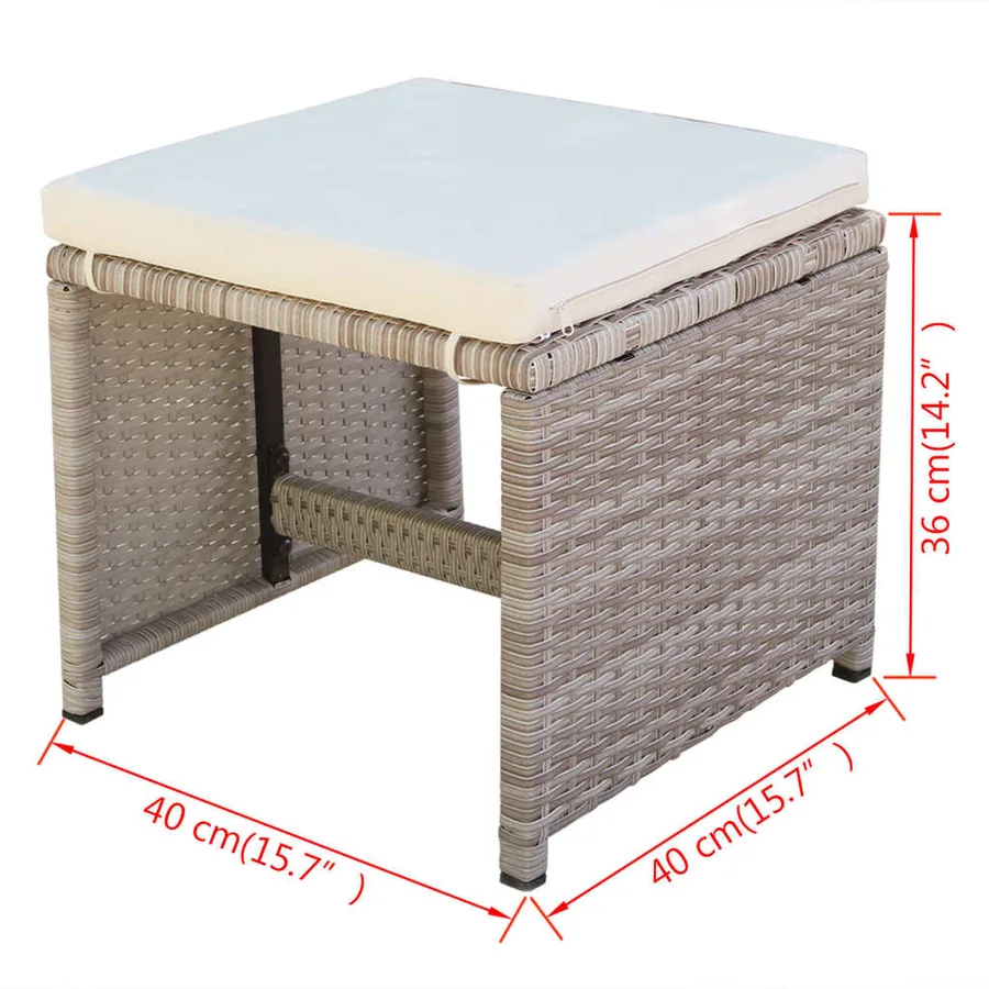 Ensemble à manger d'extérieur avec coussins 5 pcs Rotin Beige - 11