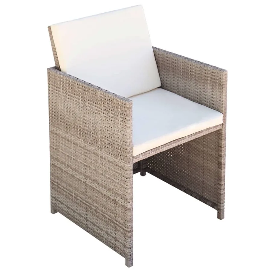 Ensemble à manger d'extérieur avec coussins 5 pcs Rotin Beige - 6