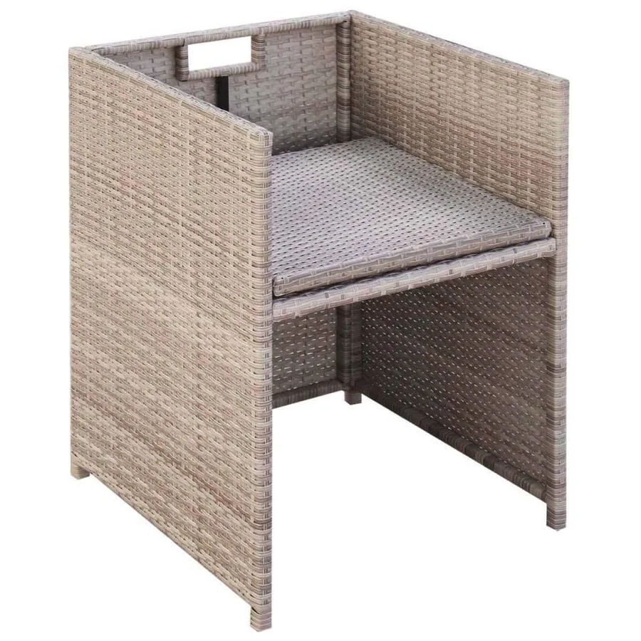 Ensemble à manger d'extérieur avec coussins 5 pcs Rotin Beige - 7
