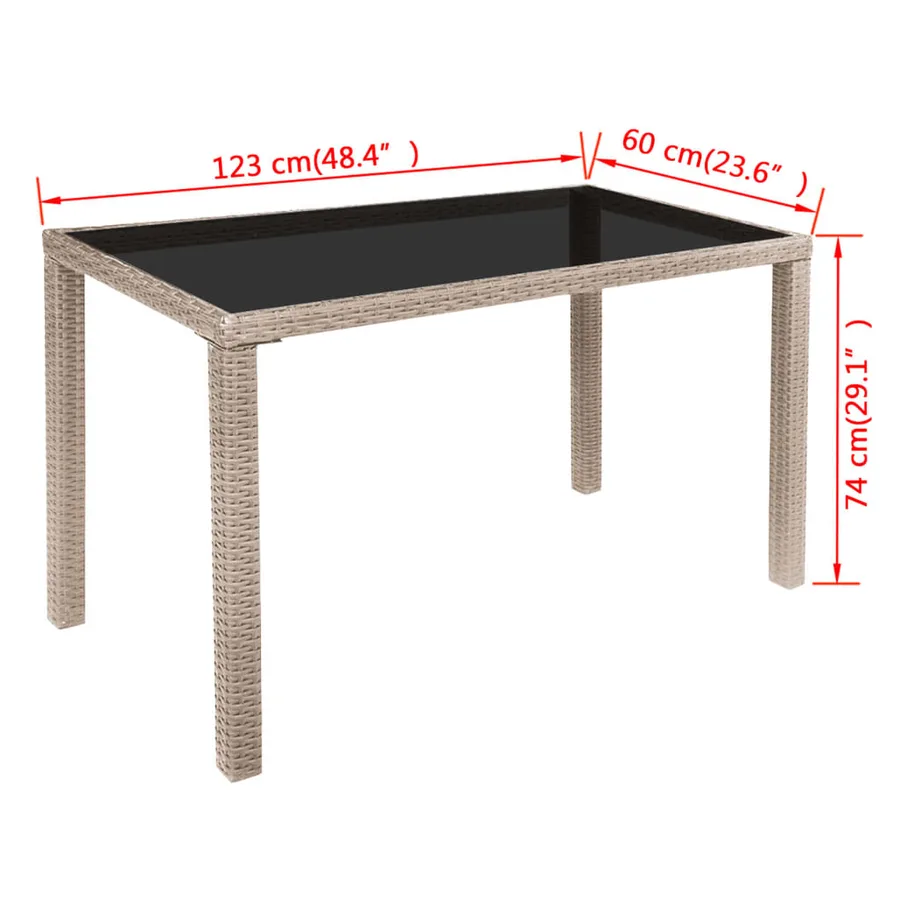 Ensemble à manger d'extérieur avec coussins 5 pcs Rotin Beige - 9