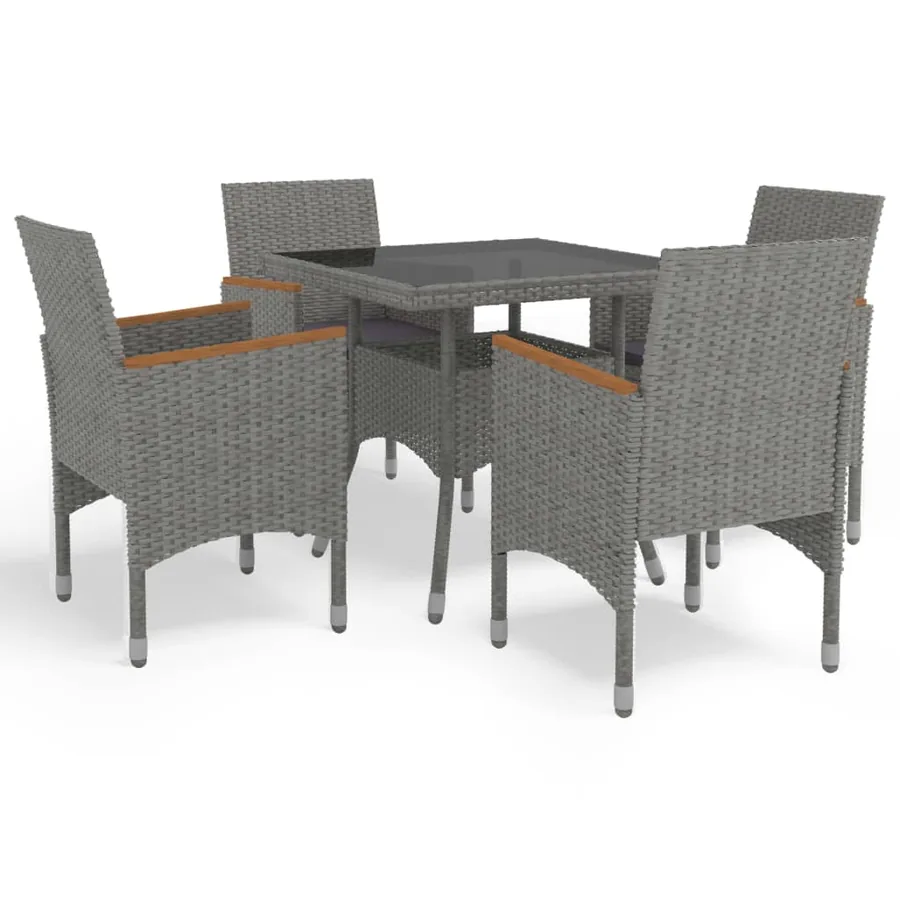 Ensemble à manger de jardin 5 pcs Gris Résine tressée et acacia
