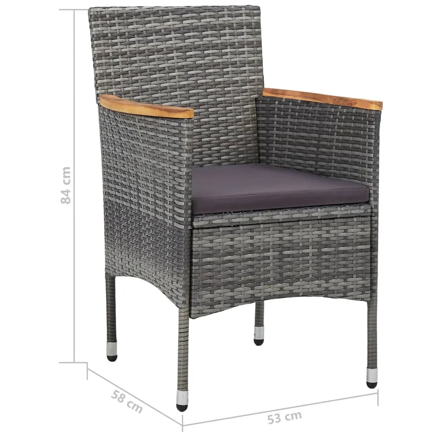 Ensemble à manger de jardin 5 pcs Gris Résine tressée et acacia - 12