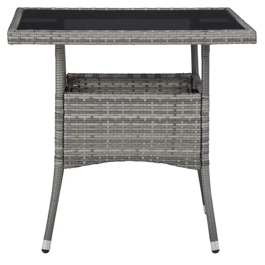 Ensemble à manger de jardin 5 pcs Gris Résine tressée et acacia - 3