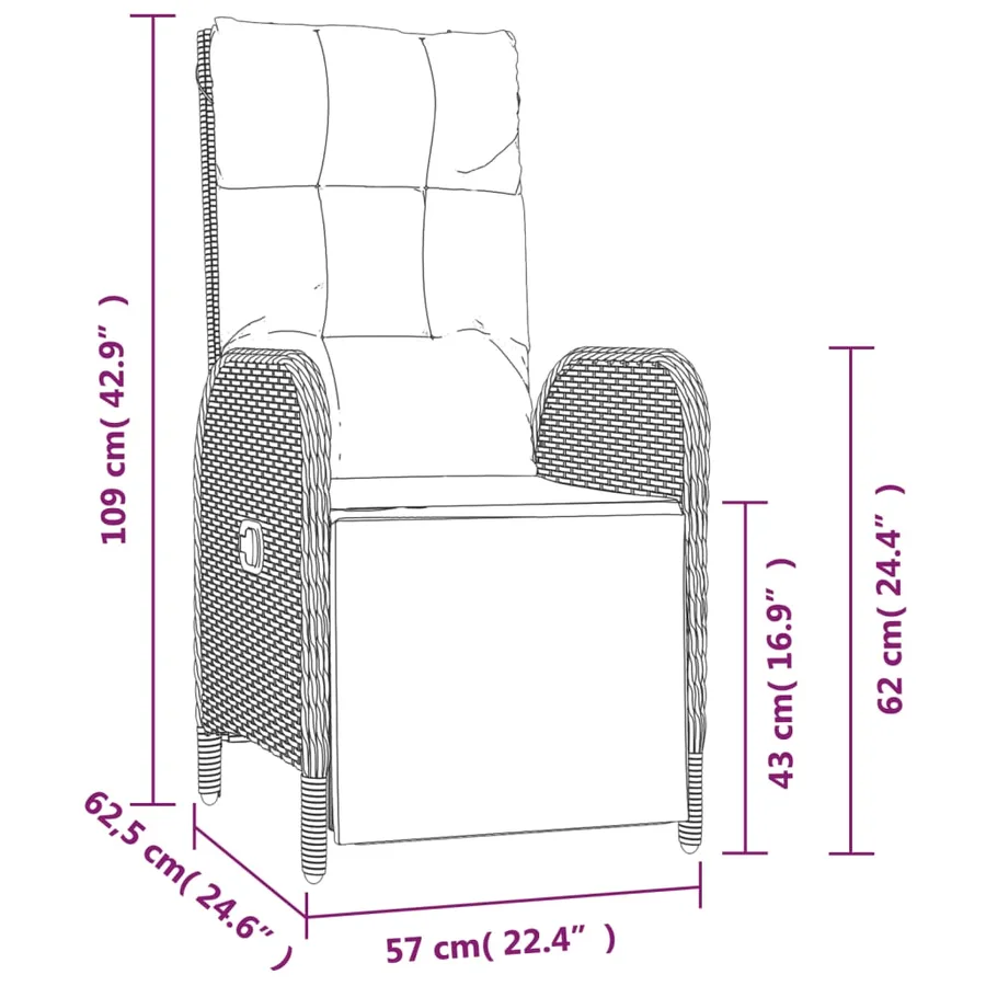 Ensemble à manger de jardin avec coussins 3 pcs Noir - 10