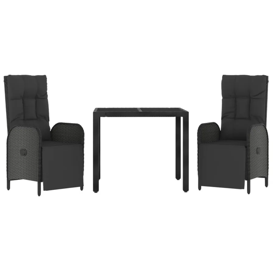 Ensemble à manger de jardin avec coussins 3 pcs Noir - 3