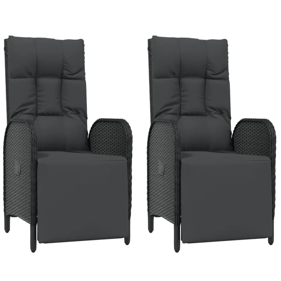 Ensemble à manger de jardin avec coussins 3 pcs Noir - 4