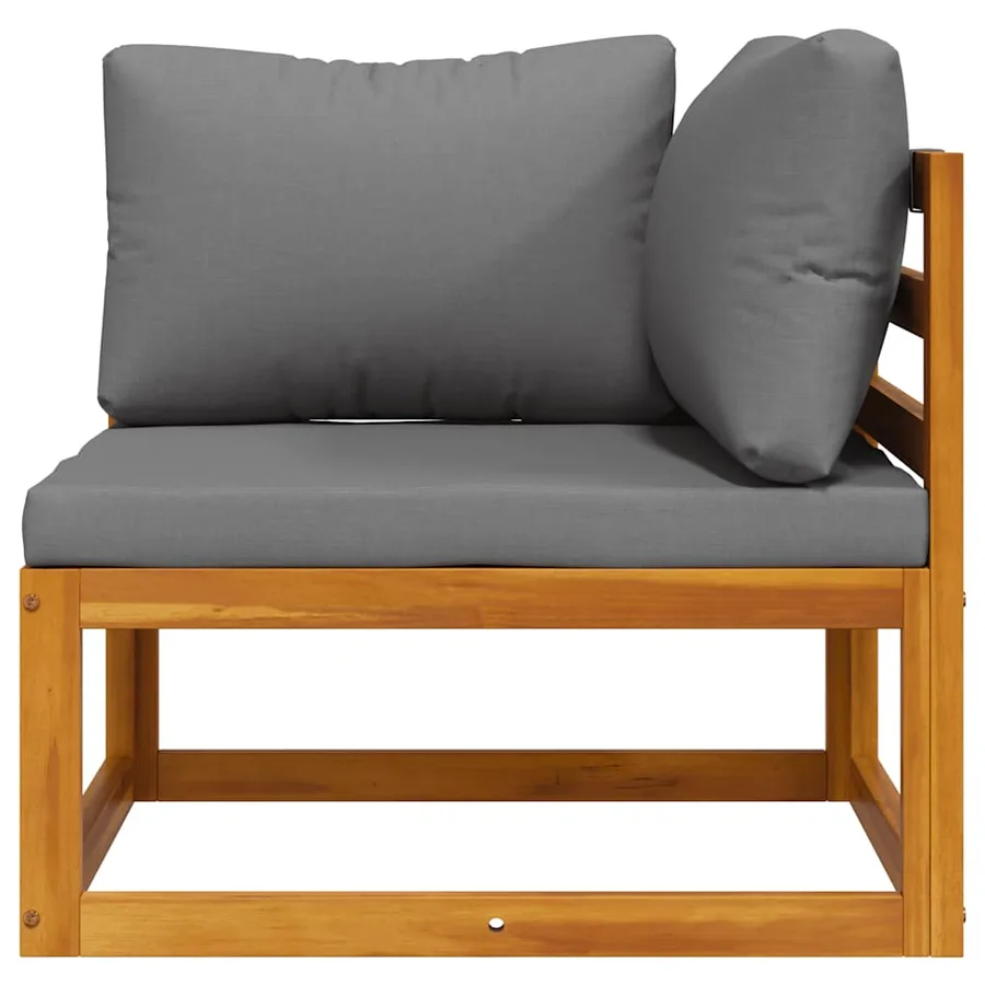 Canapé d'angle sectionnel avec coussin gris foncé Bois d'acacia - 4