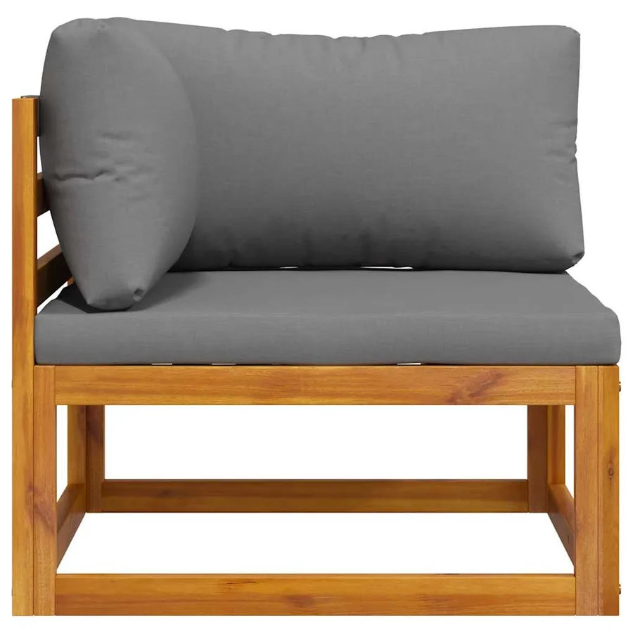Canapé d'angle sectionnel avec coussin gris foncé Bois d'acacia - 5