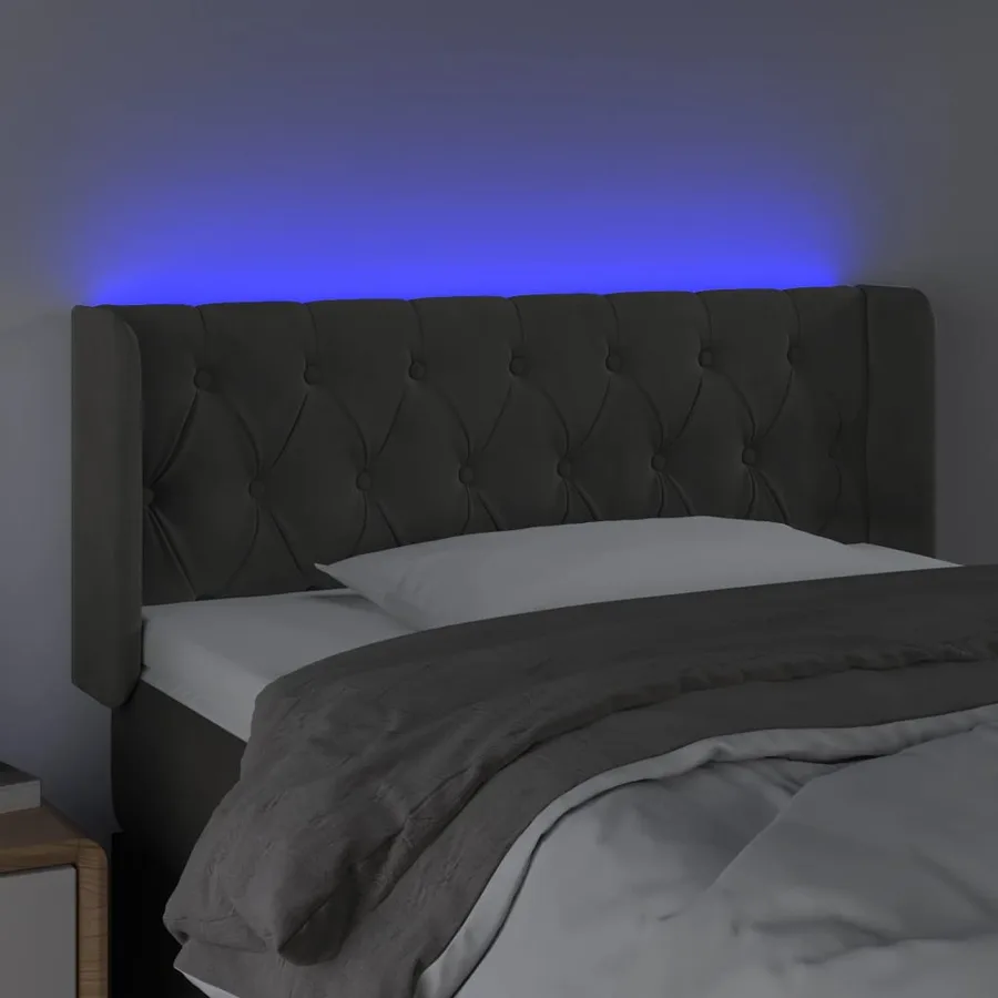 Tête de lit à LED Gris foncé 103x16x78/88 cm Velours - 4