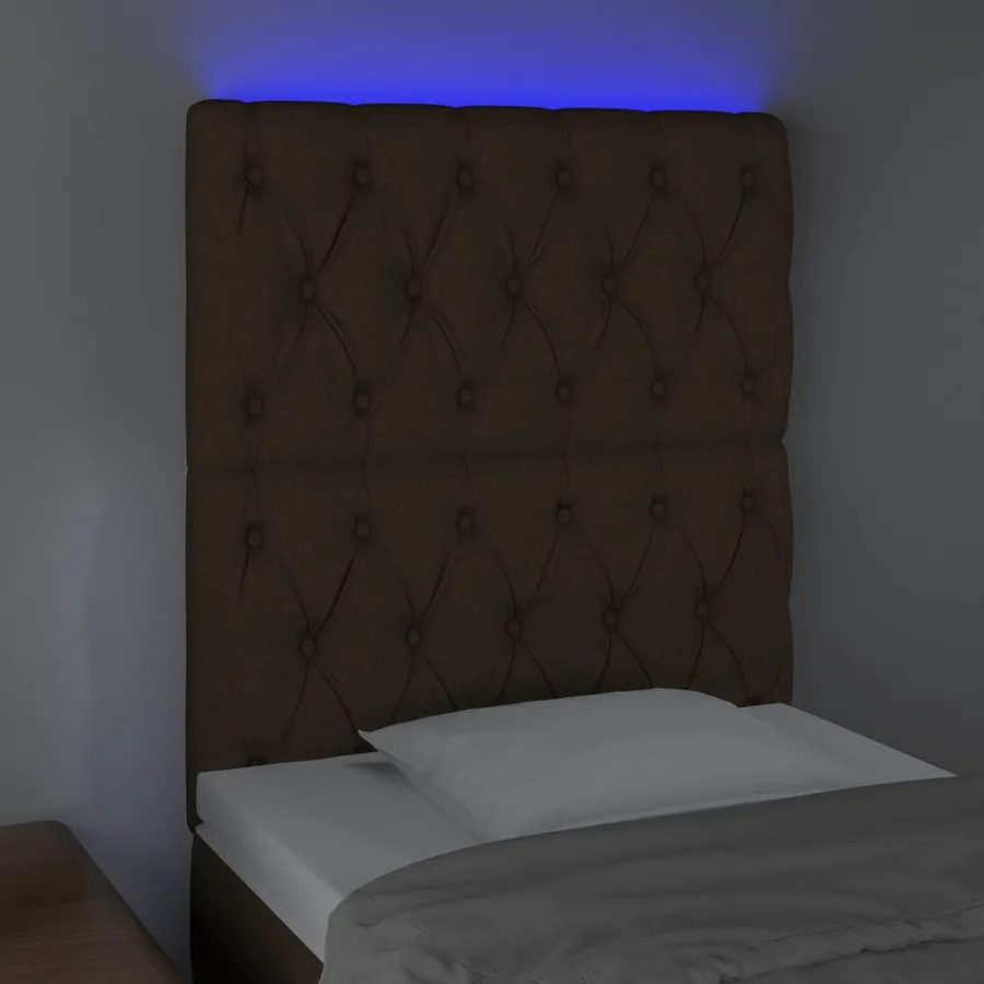Tête de lit à LED Marron foncé 80x7x118/128 cm Tissu - 3