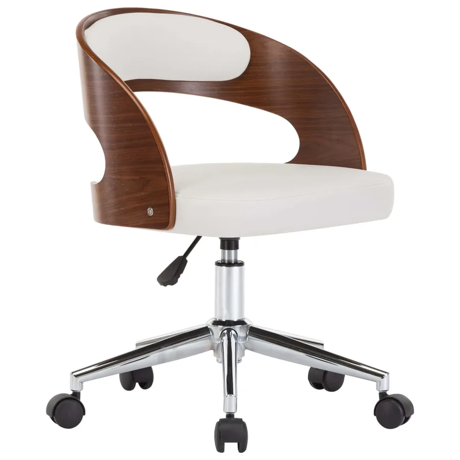 Chaise pivotante à manger Blanc Bois courbé et similicuir - 2