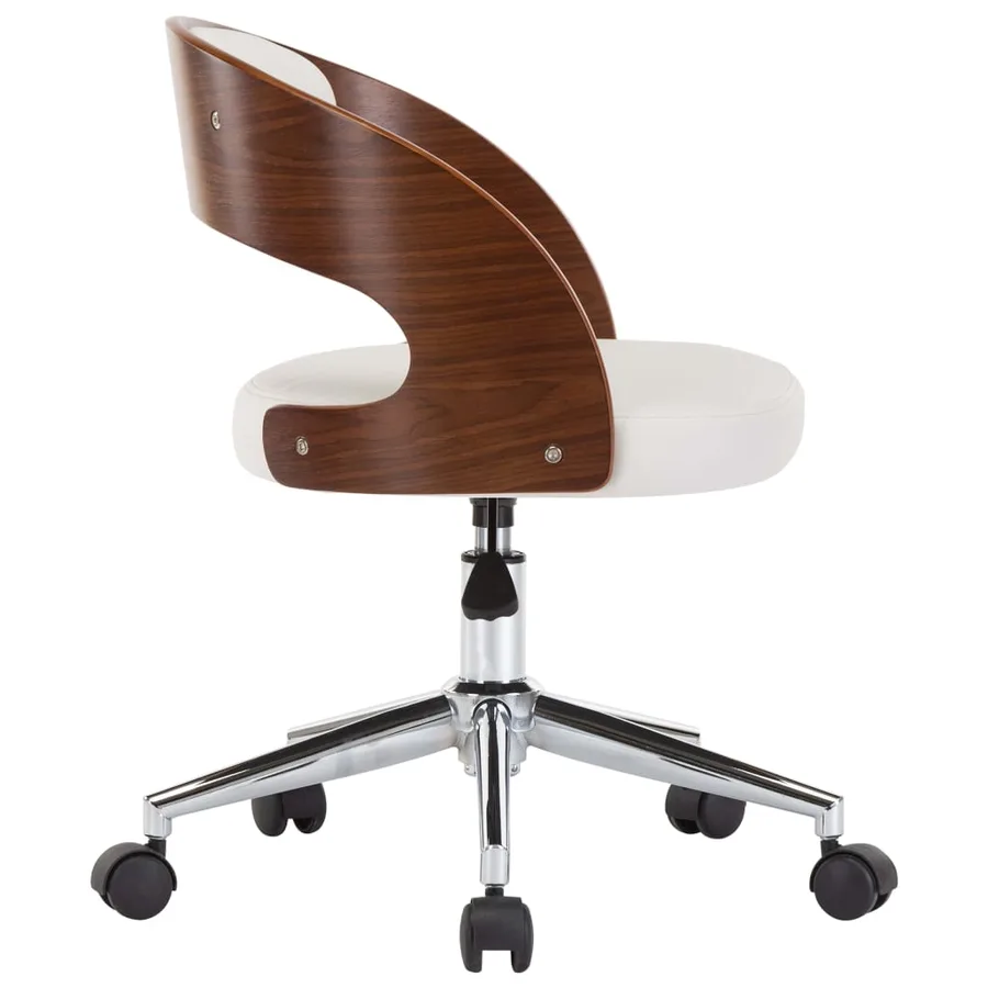 Chaise pivotante à manger Blanc Bois courbé et similicuir - 4
