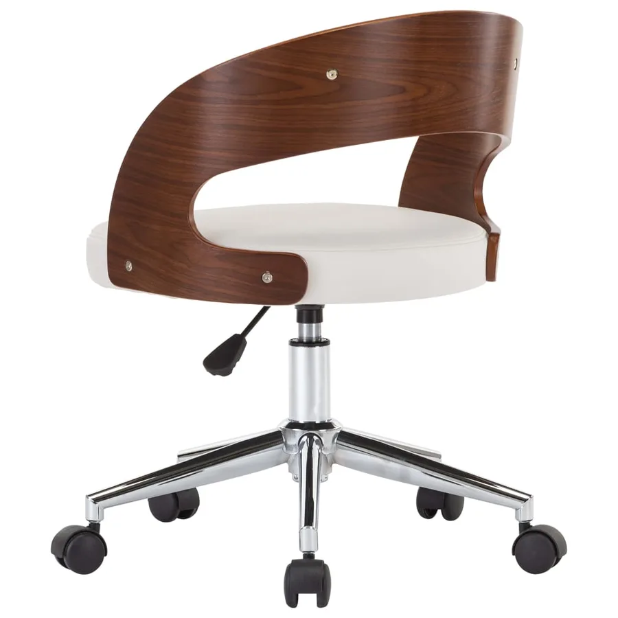 Chaise pivotante à manger Blanc Bois courbé et similicuir - 6