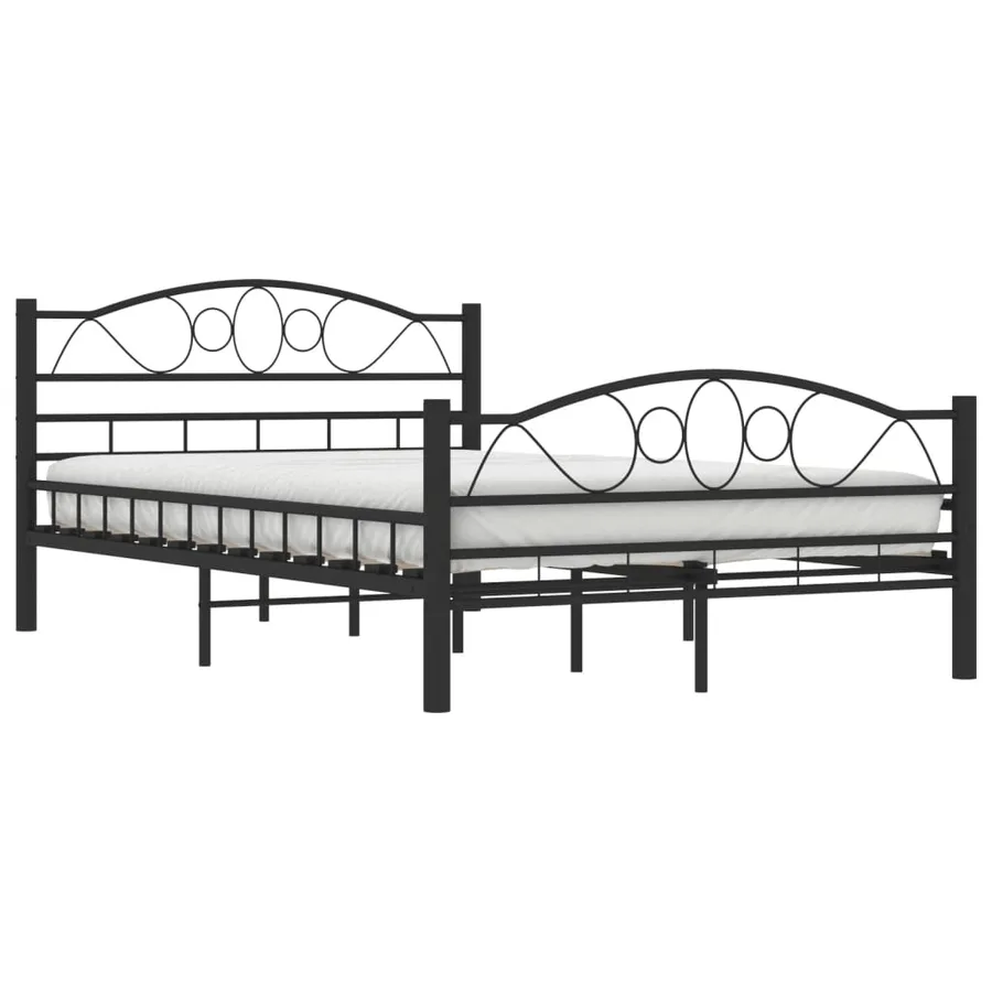 Cadre de lit sans matelas noir acier 120x200 cm - 3