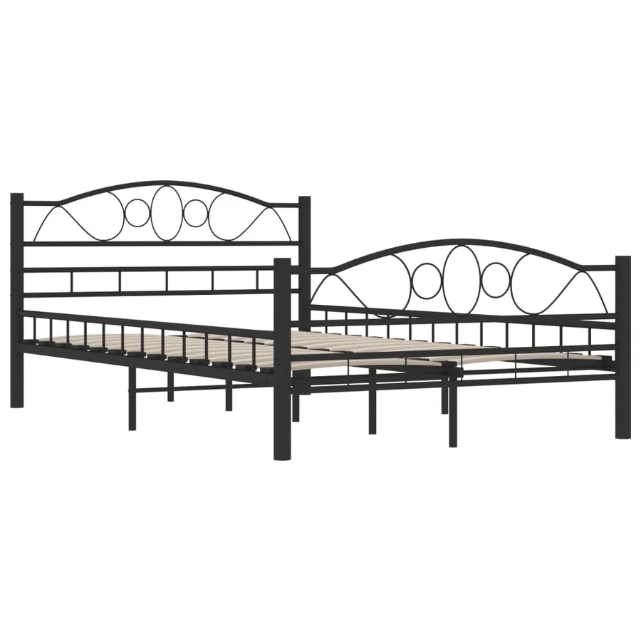 Cadre de lit sans matelas noir acier 120x200 cm - 4