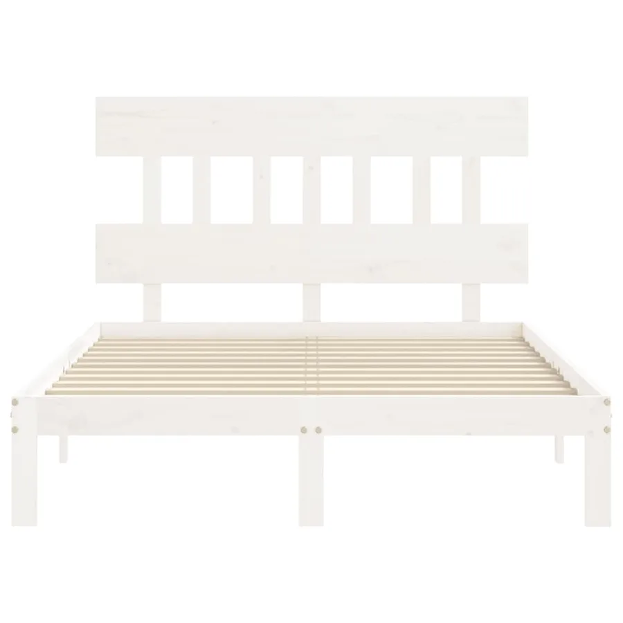 Cadre de lit sans matelas blanc 140x200 cm bois de pin massif - 6