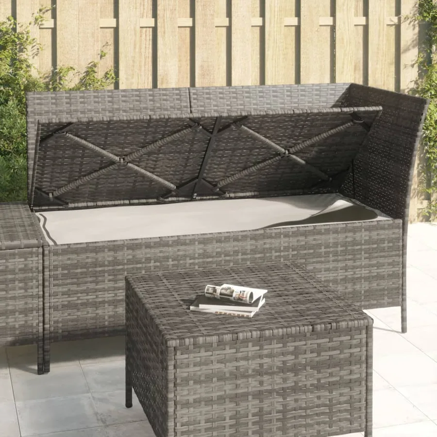 Salon de jardin 3 pcs avec coussins Gris Résine tressée - 11