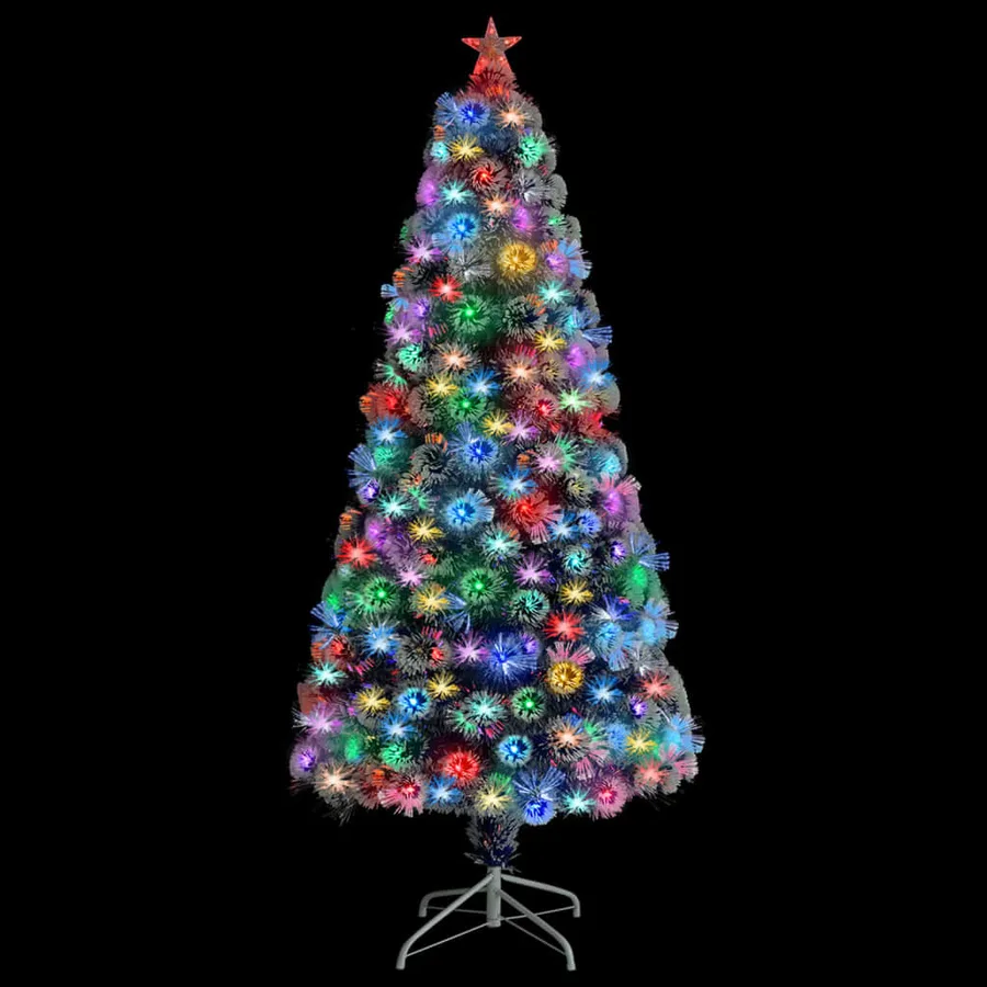 Arbre de Noël artificiel pré-éclairé blanc/bleu fibre optique - 2
