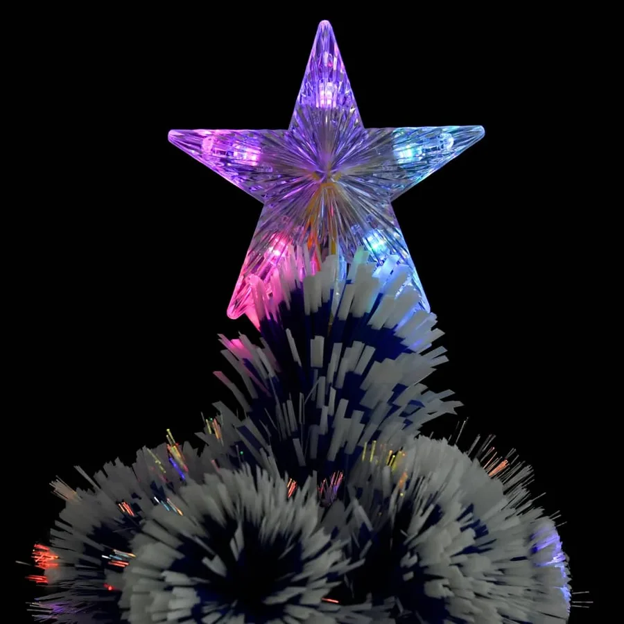 Arbre de Noël artificiel pré-éclairé blanc/bleu fibre optique - 5