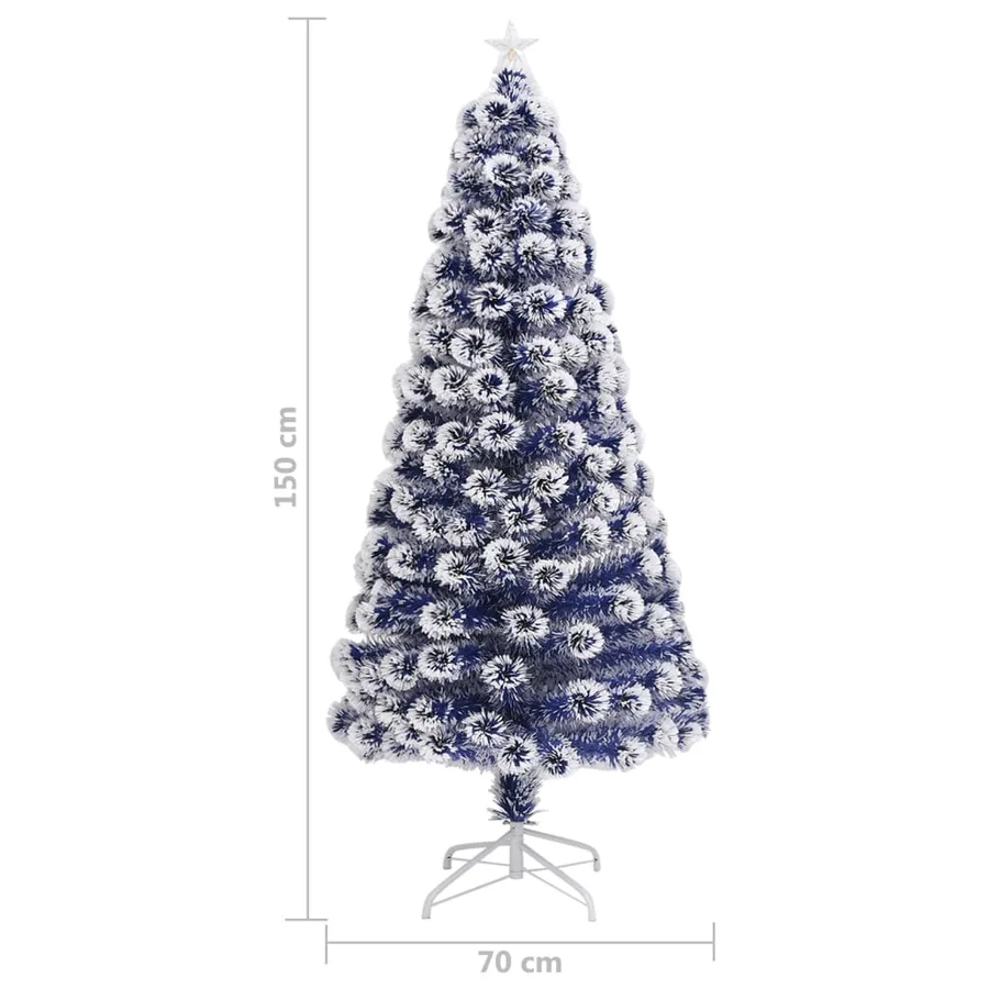 Arbre de Noël artificiel pré-éclairé blanc/bleu fibre optique - 9