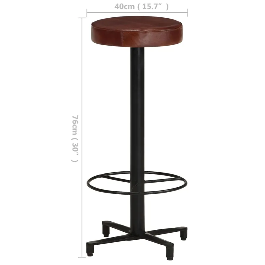 Tabourets de bar lot de 2 76 cm cuir véritable - 7