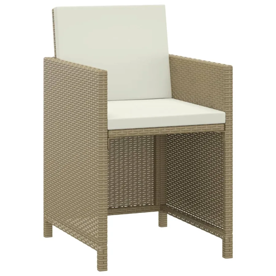 Ensemble à manger de jardin et coussins 3 pcs Poly rotin Beige - 5