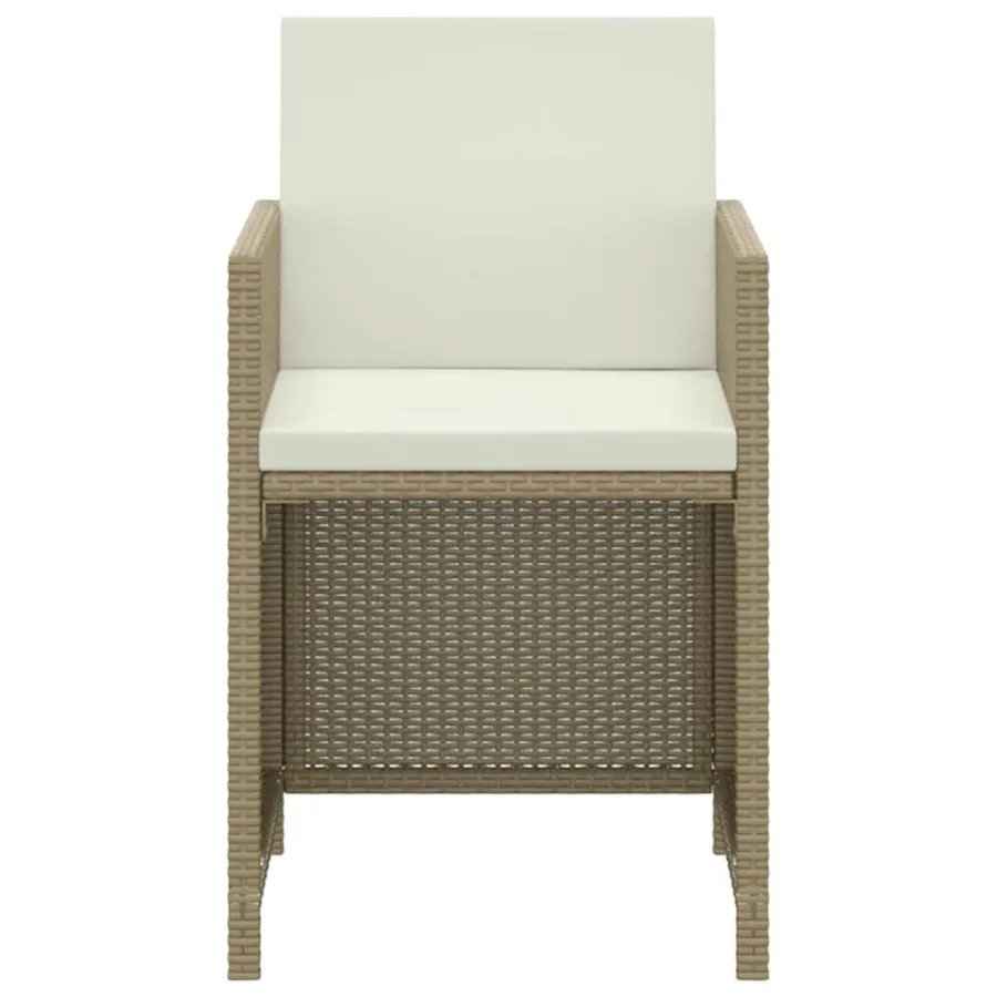 Ensemble à manger de jardin et coussins 3 pcs Poly rotin Beige - 6