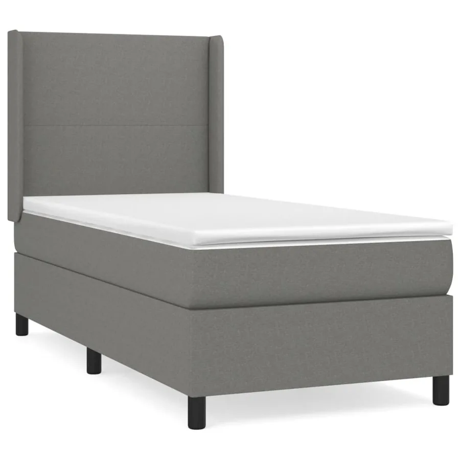Sommier à lattes de lit avec matelas Gris foncé 100x200cm Tissu - 2