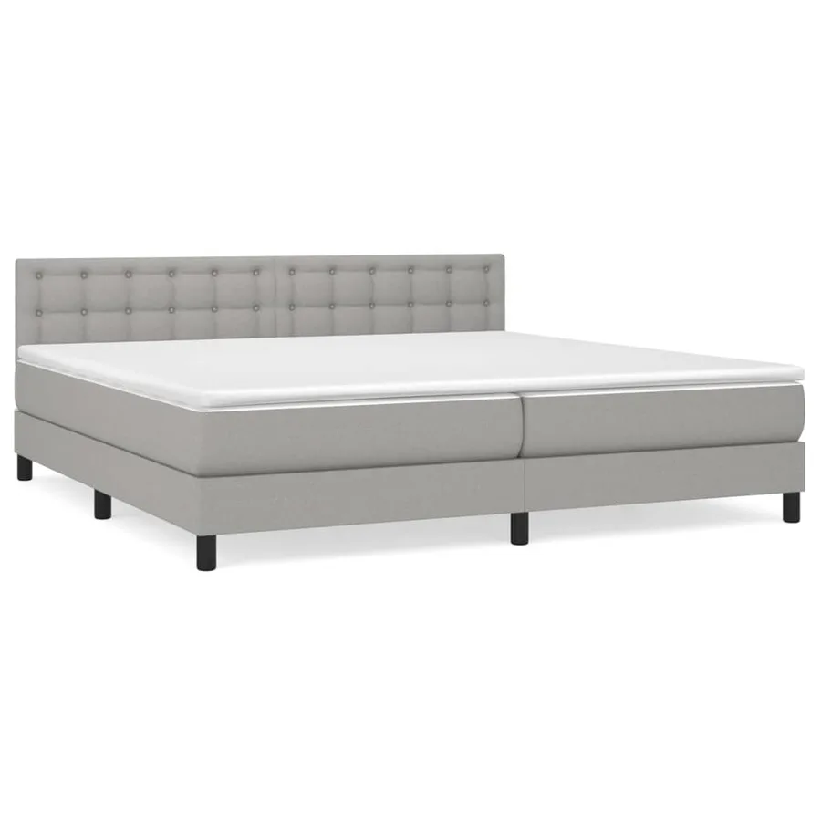 Sommier à lattes de lit avec matelas Gris clair 200x200cm Tissu - 2