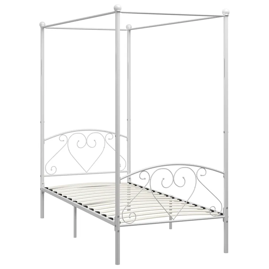 Cadre de lit à baldaquin sans matelas blanc métal 120x200 cm - 2