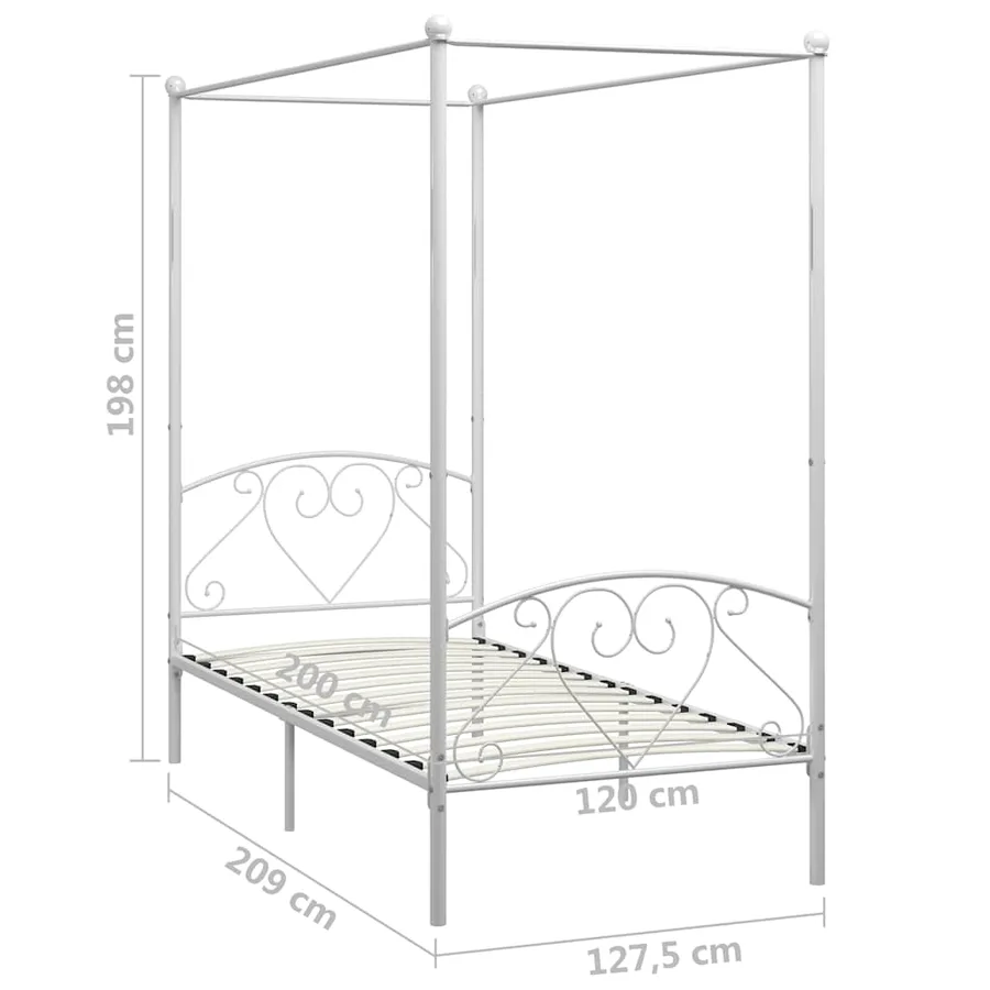 Cadre de lit à baldaquin sans matelas blanc métal 120x200 cm - 5