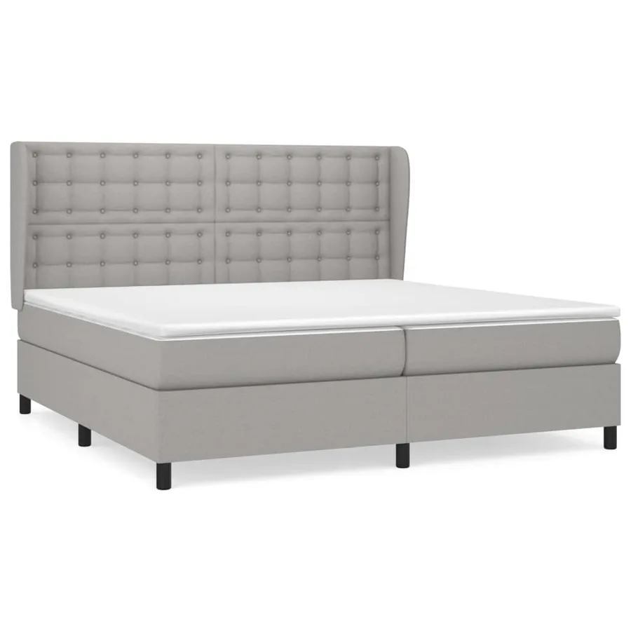 Sommier à lattes de lit avec matelas Gris clair 200x200cm Tissu - 2