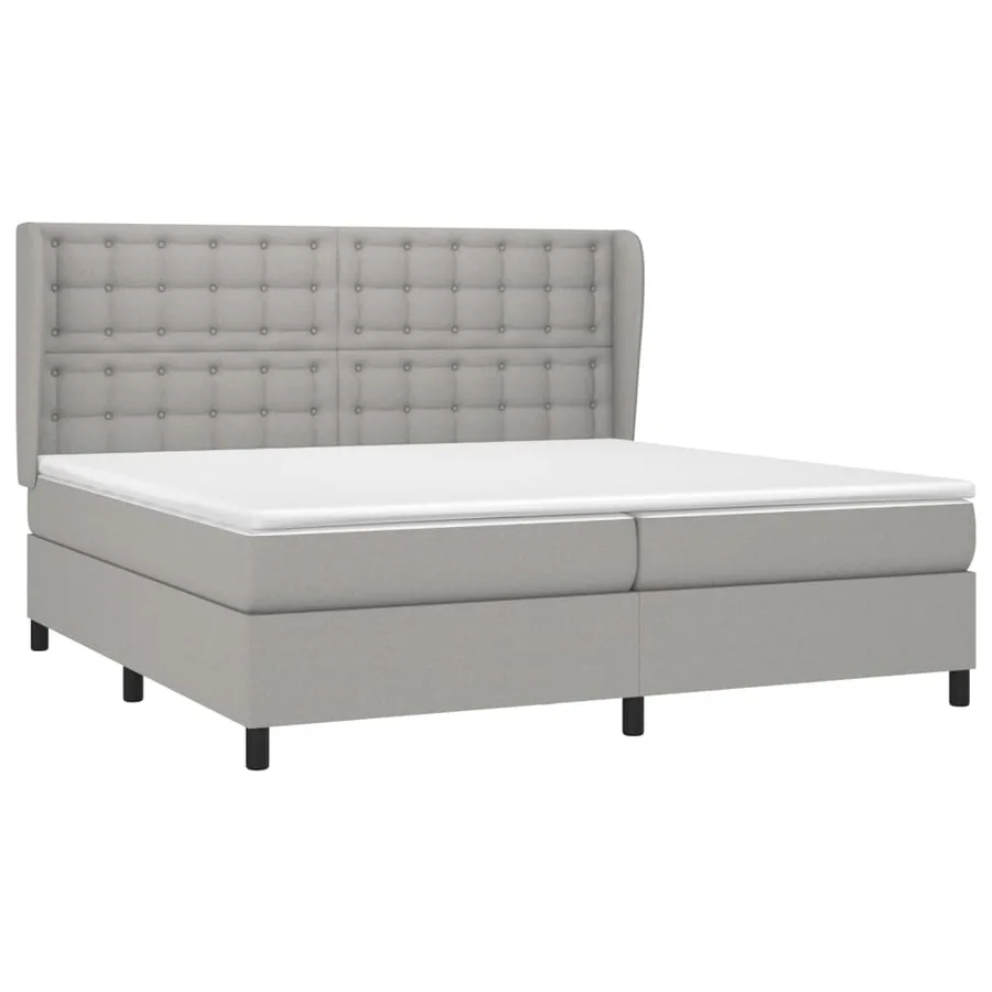 Sommier à lattes de lit avec matelas Gris clair 200x200cm Tissu - 3