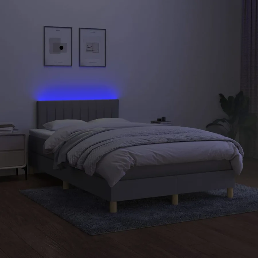 Sommier à lattes de lit matelas LED Gris clair 120x200 cm Tissu - 3