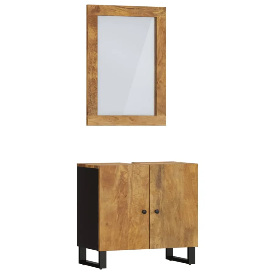 Ensemble de meubles salle de bain 2 pcs bois de manguier massif - 2