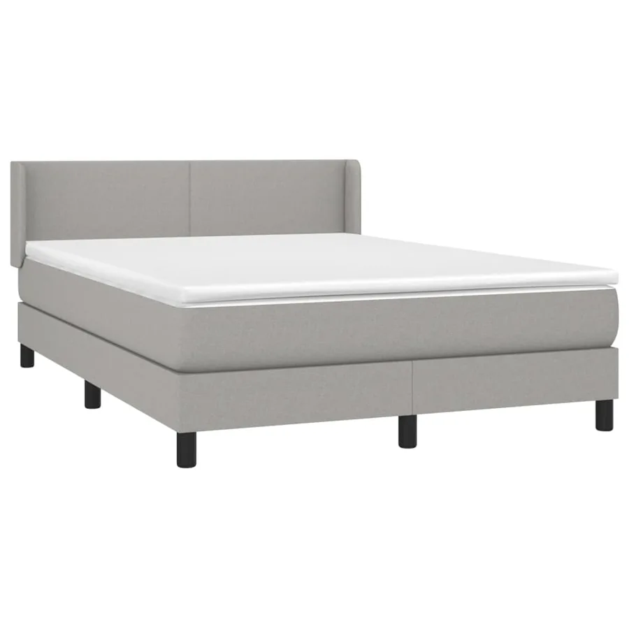 Sommier à lattes de lit avec matelas Gris clair 140x190cm Tissu - 3