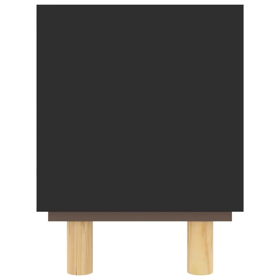 Meuble TV Noir 80x30x40 cm Bois de pin massif et rotin naturel - 5