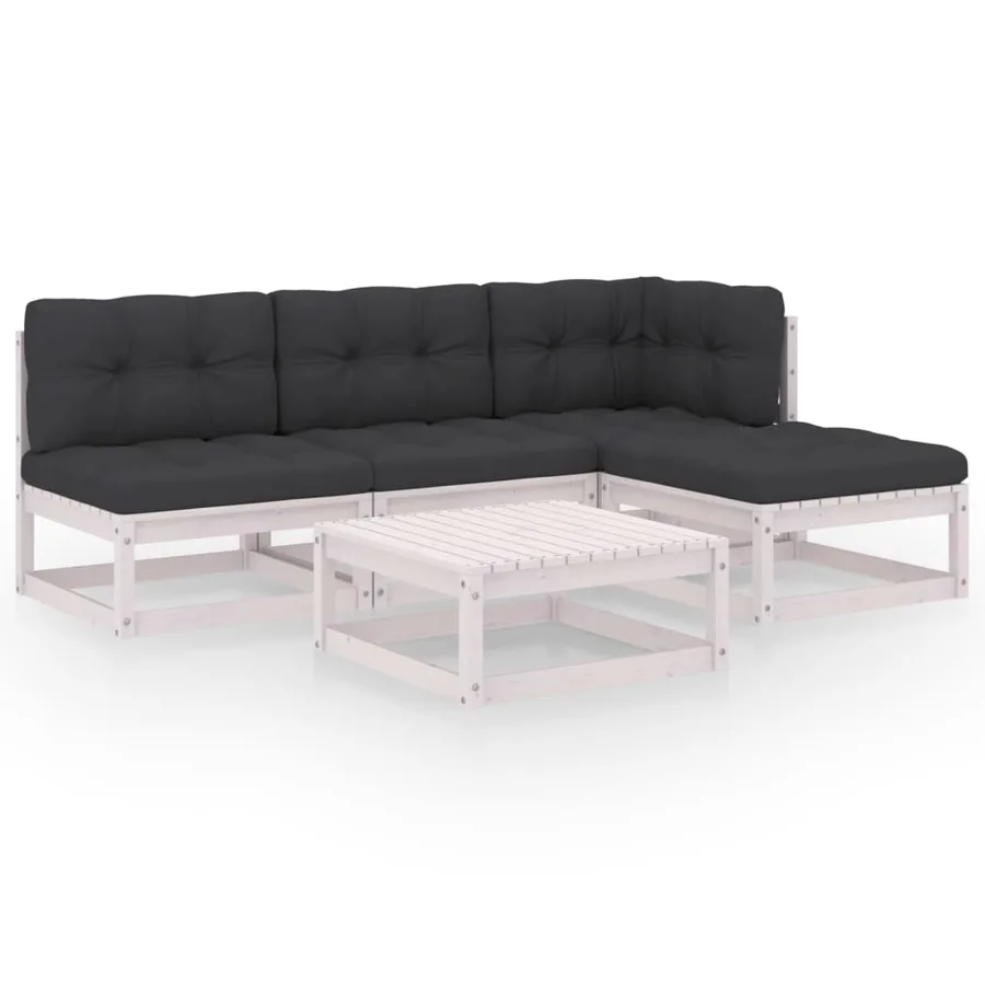 Salon de jardin 5 pcs avec coussins Bois de pin massif - 2