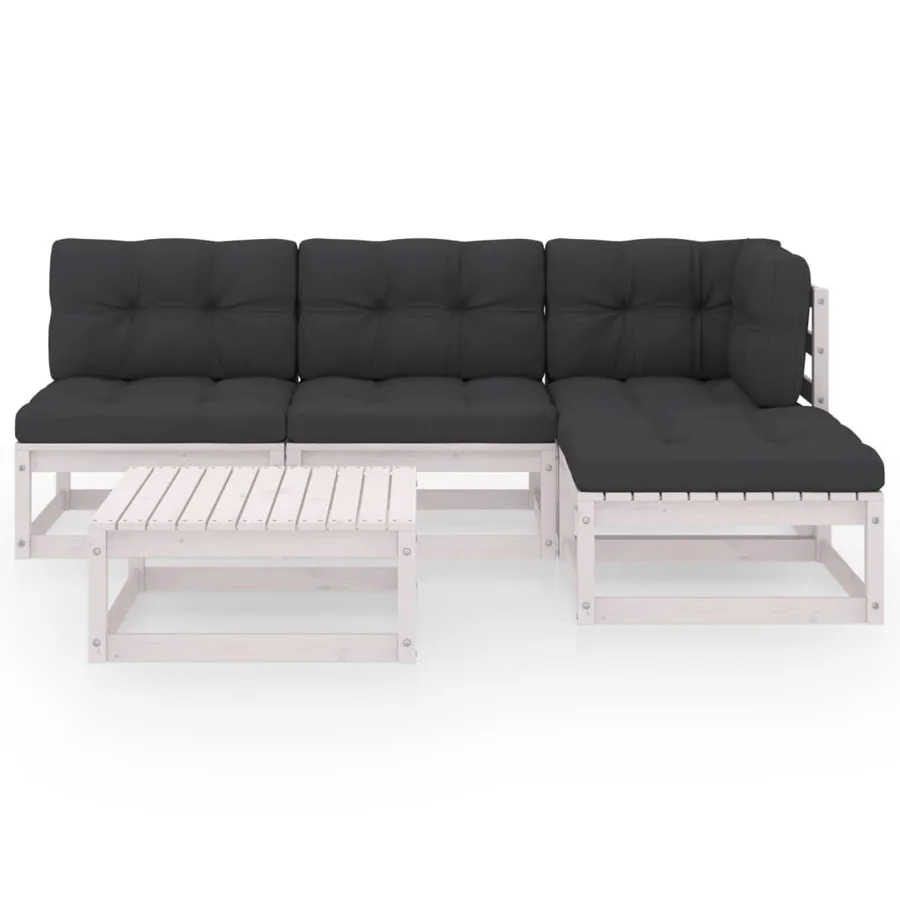 Salon de jardin 5 pcs avec coussins Bois de pin massif - 3