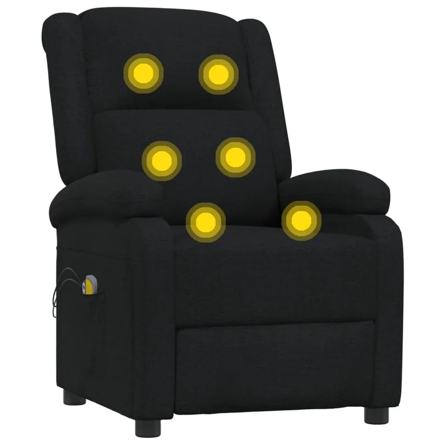 Fauteuil électrique de massage Noir Tissu - 8