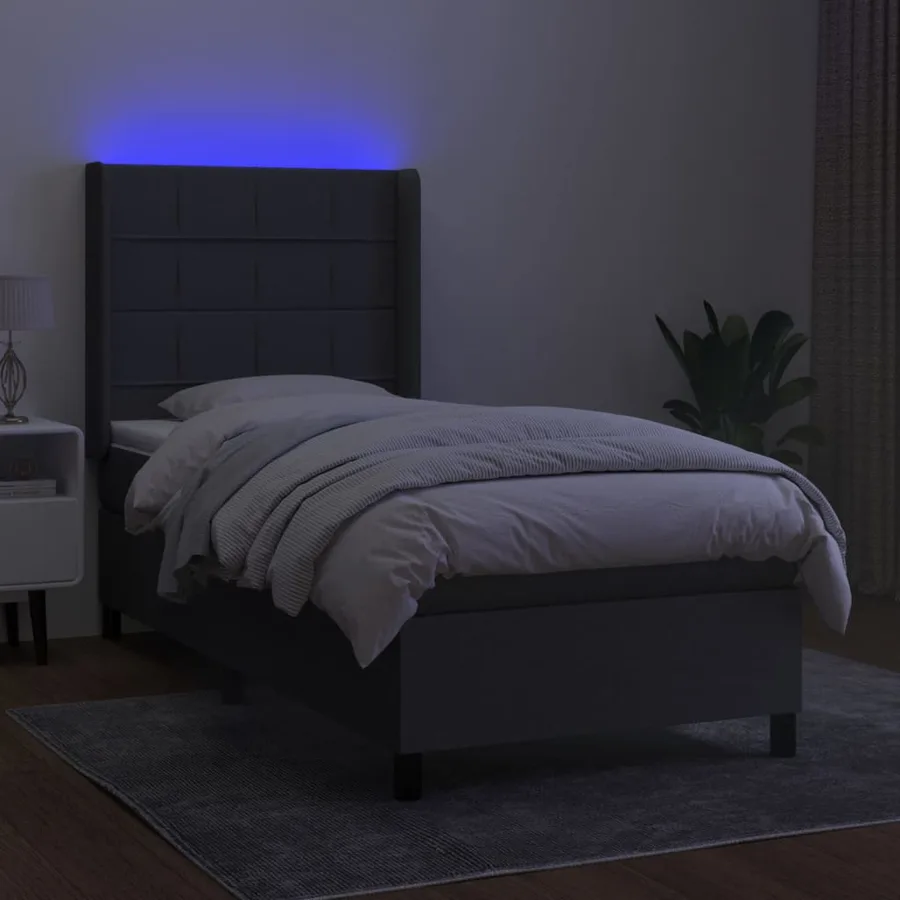 Sommier à lattes de lit matelas LED Gris foncé 90x200cm Tissu - 3