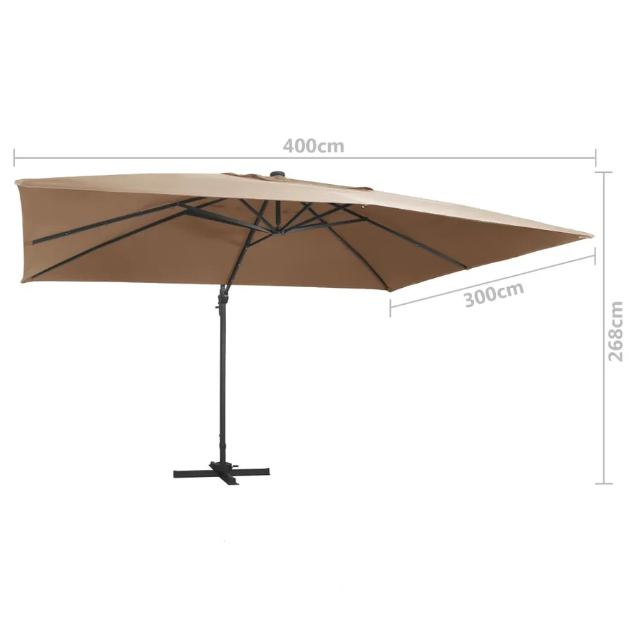 Parasol de jardin en porte-à-faux lumières LED mât en aluminium - 9