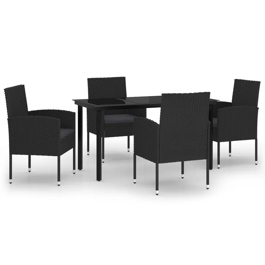 Ensemble à manger de jardin 5 pcs Noir - 2
