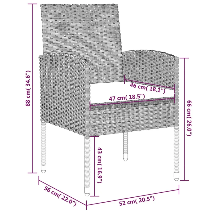 Ensemble à manger de jardin 5 pcs Noir - 7