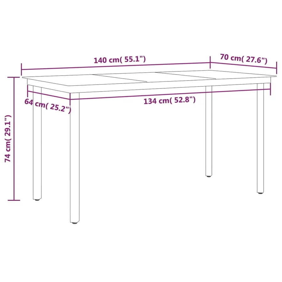 Ensemble à manger de jardin 5 pcs Noir - 8
