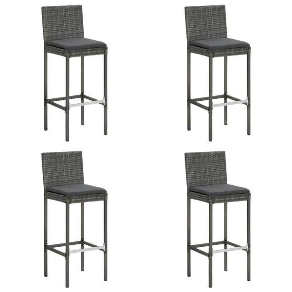 Tabourets de bar de jardin et coussins lot de 4 résine tressée